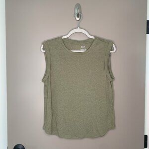 NWT Gap Linen Blend Tank Top - Olive Green - Size M